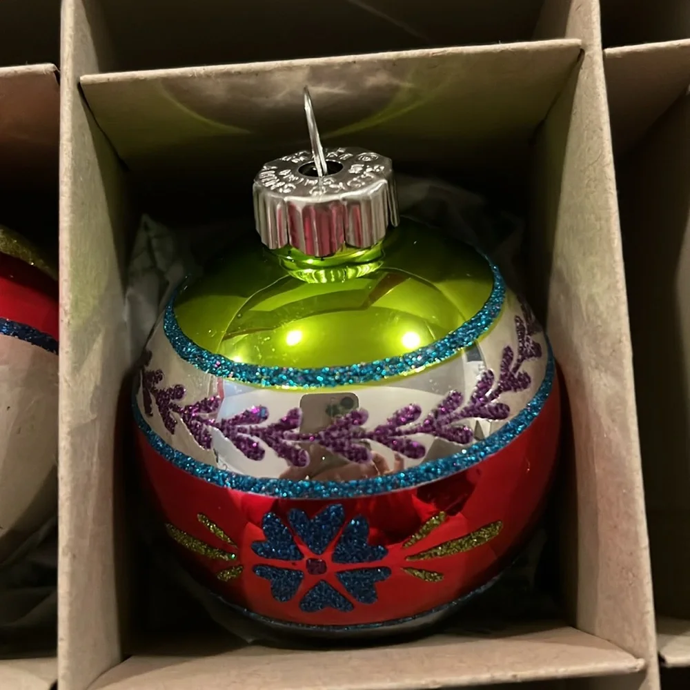 Christopher Radko Shiny Brite indent & ball large glass Christmas ornaments